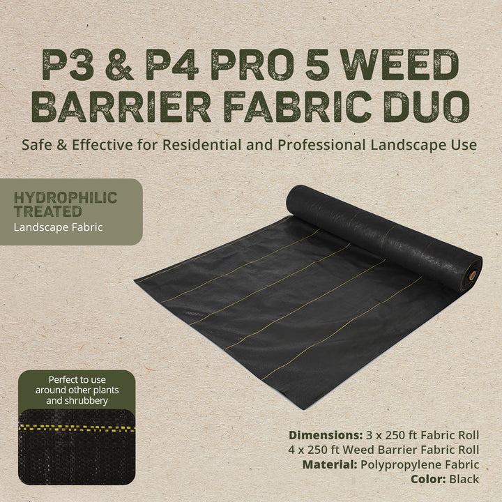 DeWitt 3 x 250 ft Weed Barrier Fabric w/ DeWitt 4 x 250 ft Weed Barrier Fabric