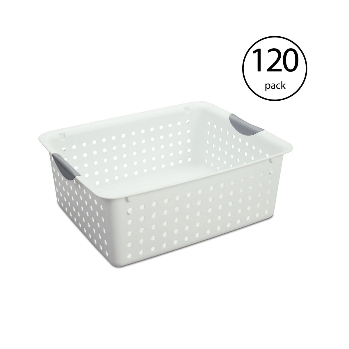 Sterilite Large Ultra Plastic Household Organizer Basket, White (120 Pack)