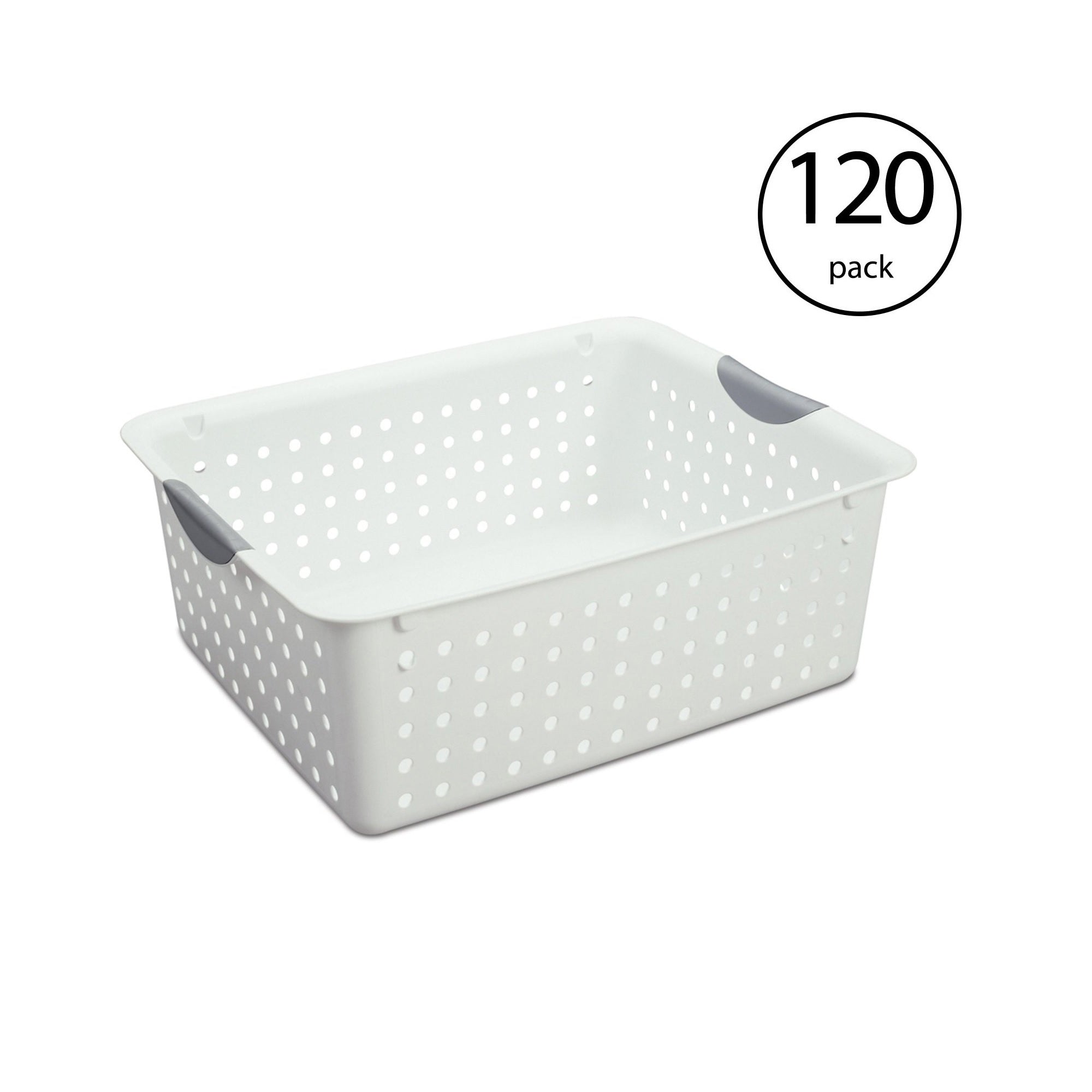 Sterilite Large Ultra Plastic Household Organizer Basket, White (120 Pack)