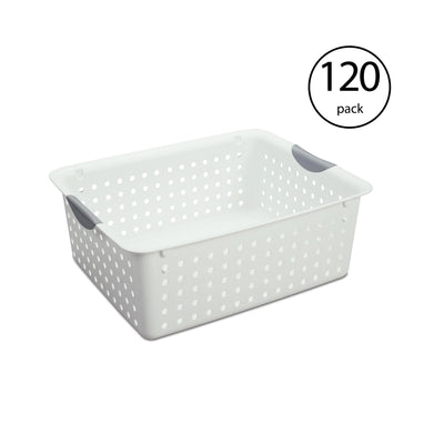 Sterilite Large Ultra Plastic Household Organizer Basket, White (120 Pack)