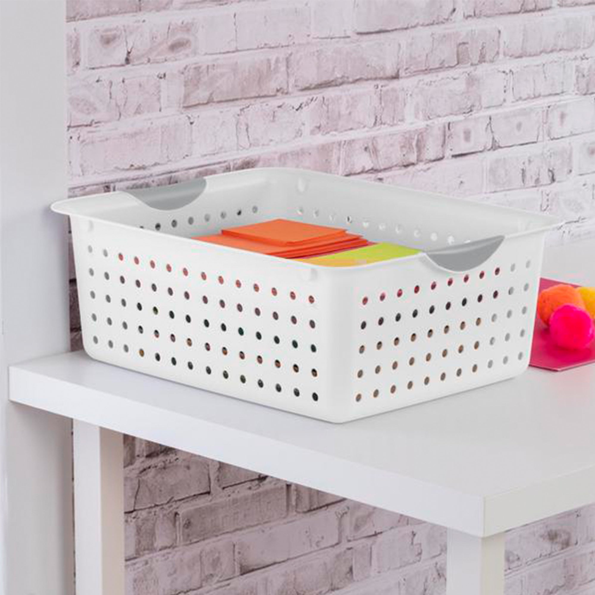 Sterilite Large Ultra Plastic Household Organizer Basket, White (120 Pack)