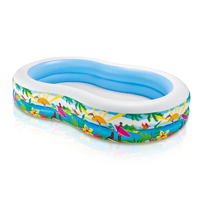 Intex 8.5’x5.25’x18” Seaside Paradise Inflatable Kiddie Pool & Electric Air Pump - VMInnovations