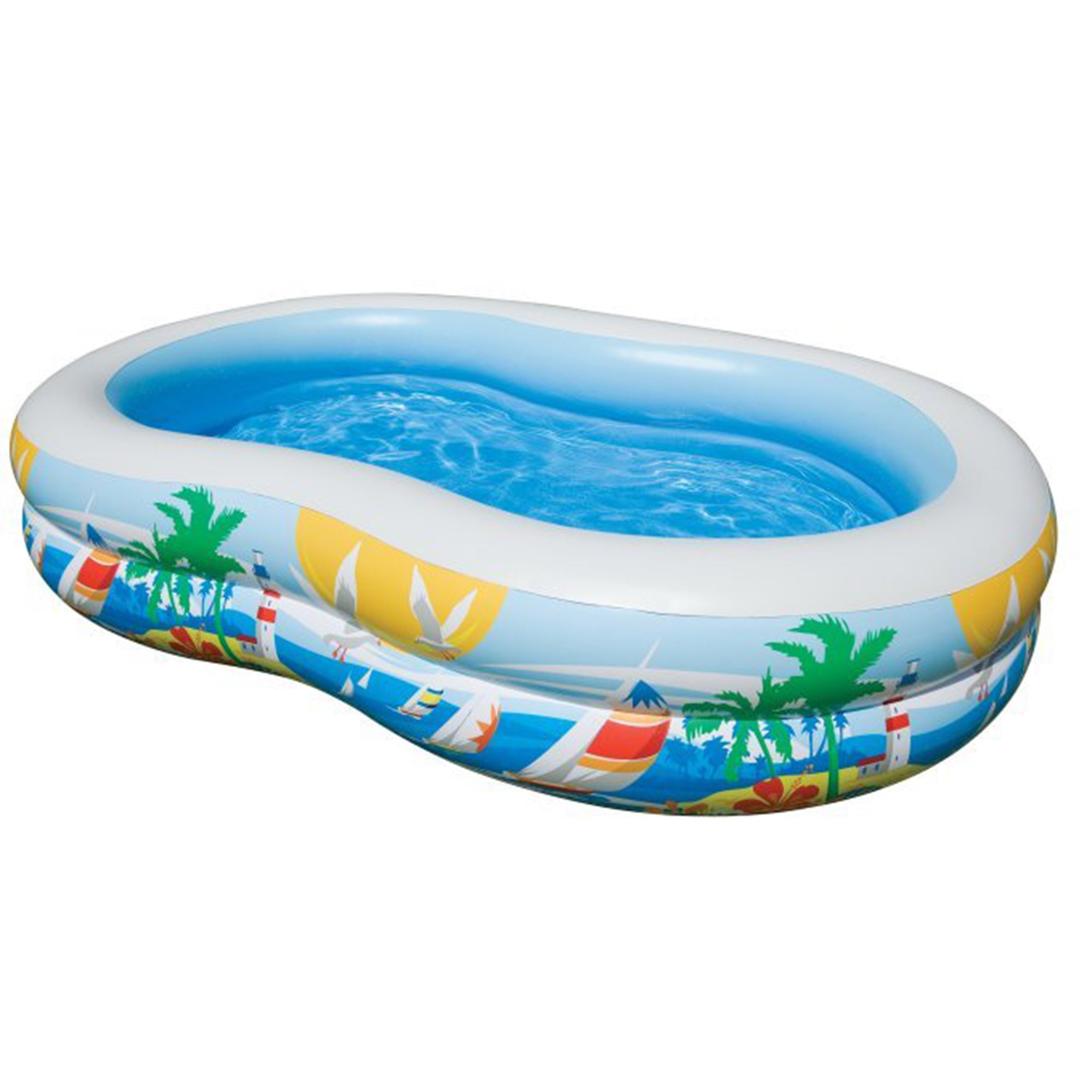 Intex 8.5’x5.25’x18” Seaside Paradise Inflatable Kiddie Pool & Electric Air Pump - VMInnovations