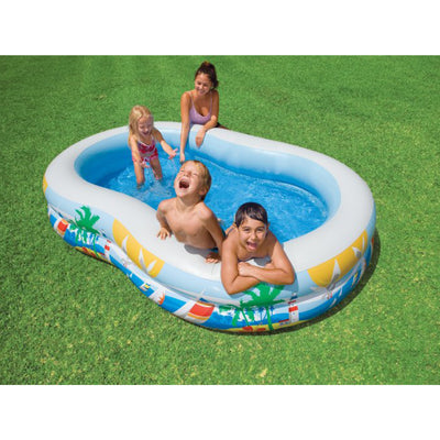 Intex 8.5’x5.25’x18” Seaside Paradise Inflatable Kiddie Pool & Electric Air Pump - VMInnovations