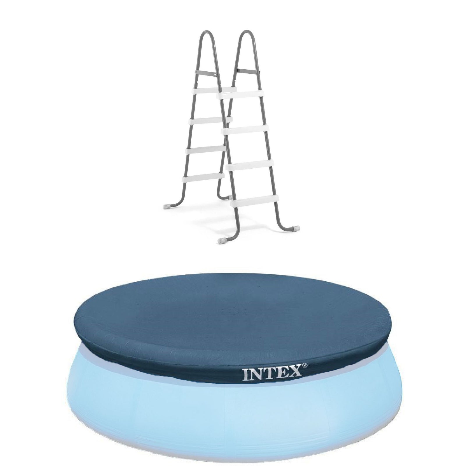 Intex Steel Frame Above Ground Pool Ladder & Intex 15 Ft Above Ground Pool Cover - VMInnovations