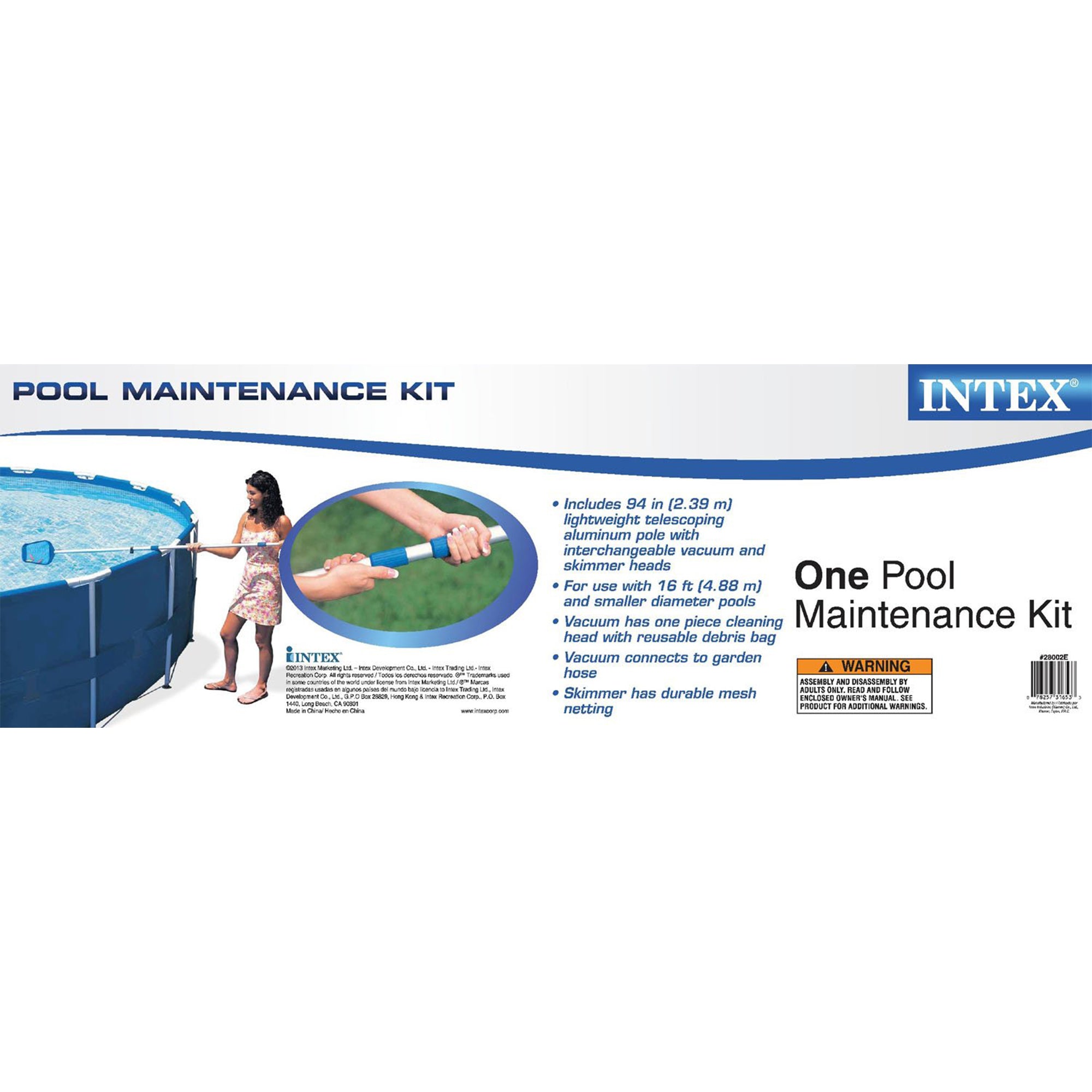 Intex 12' x 2.5' Round Pool w/ Filter Pump & Pool Cleaning Kit w/ Vacuum & Pole - VMInnovations