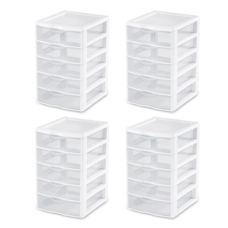 Sterilite 5 Drawer Desk Storage Bin, 4 Pack & 3 Drawer Desk Storage Bin, 4 Pack