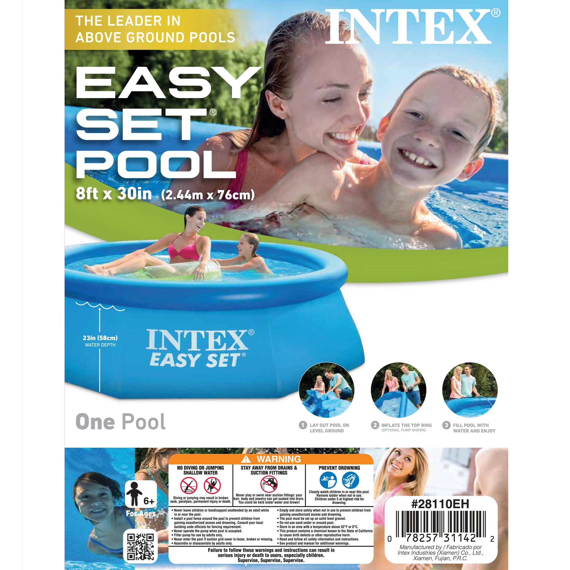 Intex Clean Kit w/ Vacuum Skimmer w/ Intex 8Ft x 30In Inflatable Swimming Pool