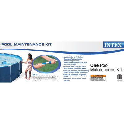 Intex Clean Kit w/ Vacuum Skimmer w/ Intex 8Ft x 30In Inflatable Swimming Pool