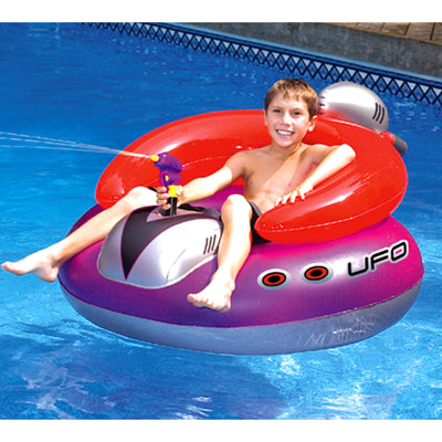 Swimline Basketball Hoop Pool Toy and UFO Lounge Chair Water Float with Blaster