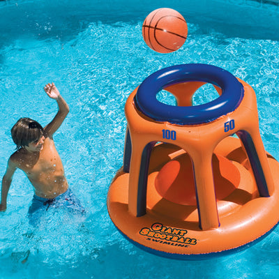 Swimline Basketball Hoop Pool Toy and UFO Lounge Chair Water Float with Blaster - VMInnovations