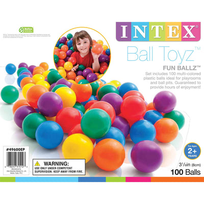 Intex 100 Pieces Large Plastic Fun Ballz for Ball Pits, Multicolor (6 Pack) - VMInnovations