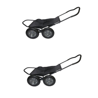 Hawk Crawler Capacity Foldable Multi Use Deer Game Recovery Cart, Black (2 Pack)