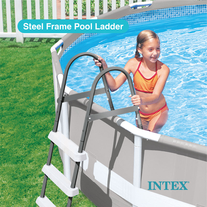 Intex 12 x 2.5 Foot Metal Frame Above Ground Pool with Filter and Accessories