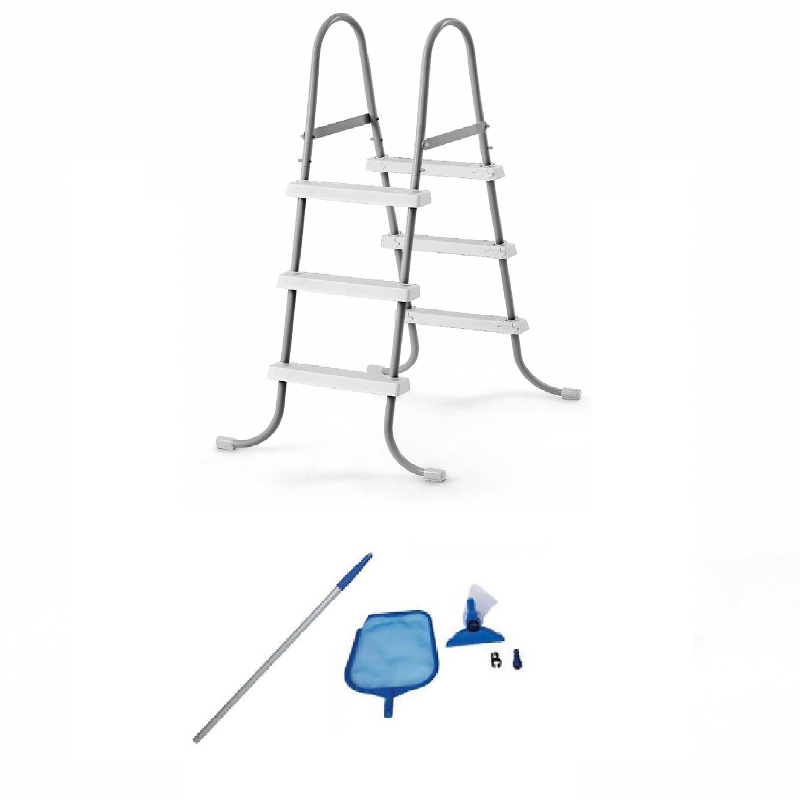Intex Above Ground Steel Frame Pool Ladder & Intex Cleaning Maintenance Pool Kit - VMInnovations