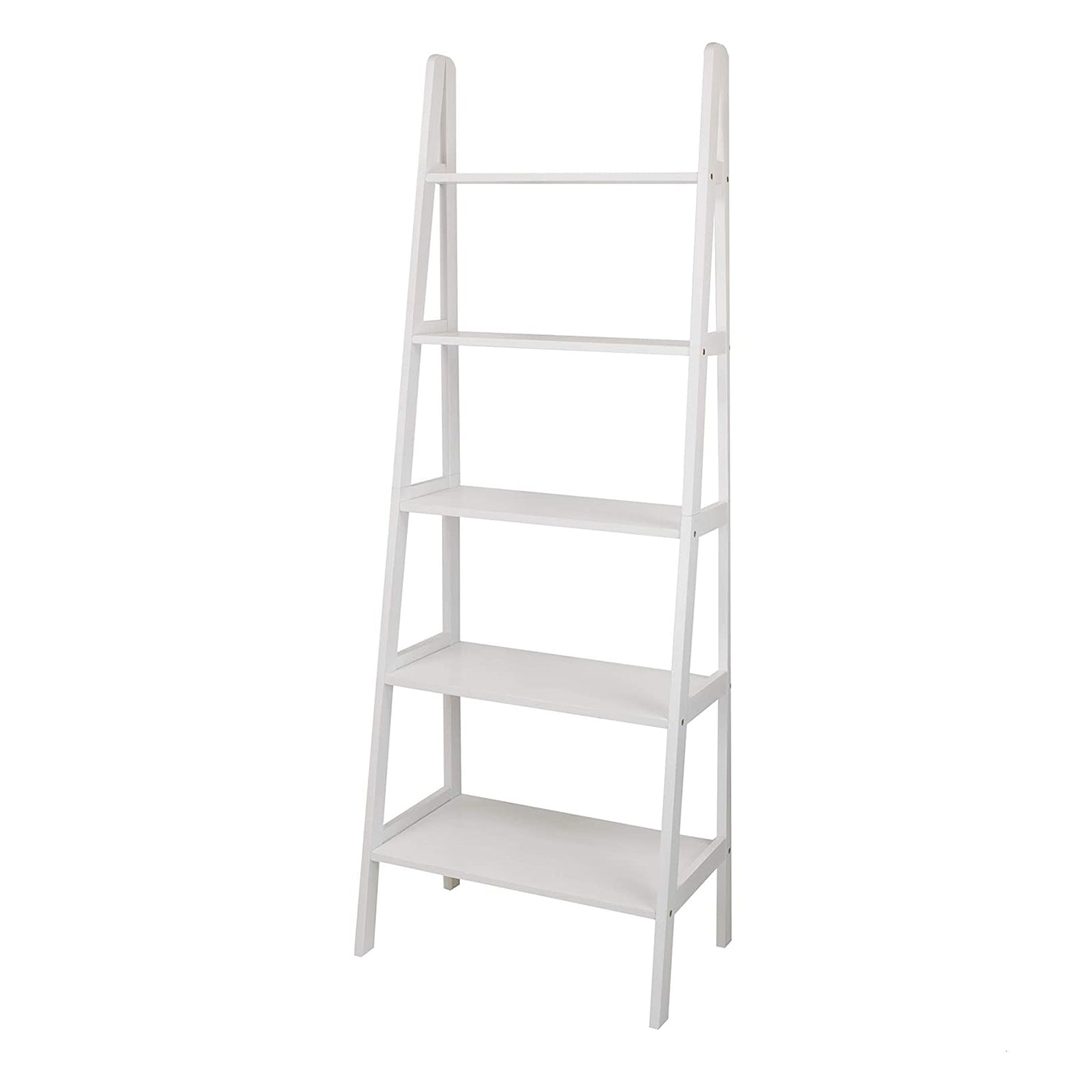 Casual Home 6 Foot 5 Shelf Wood Ladder Storage Bookcase Rack, White (Open Box) - VMInnovations