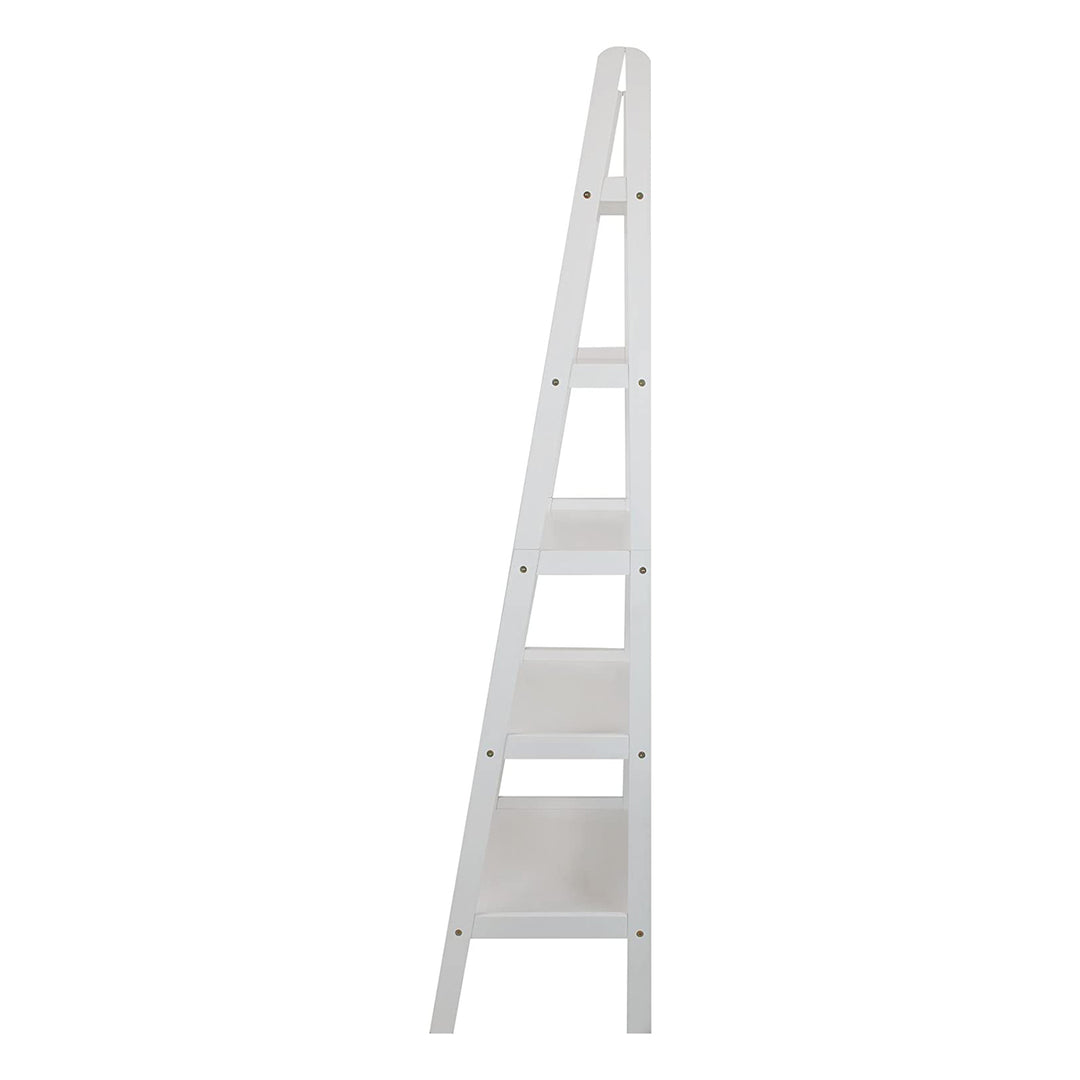 Casual Home 6 Foot 5 Shelf Wood Ladder Storage Bookcase Rack, White (Open Box)