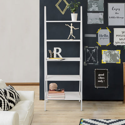 Casual Home 6 Foot 5 Shelf Wood Ladder Storage Bookcase Rack, White (Open Box) - VMInnovations