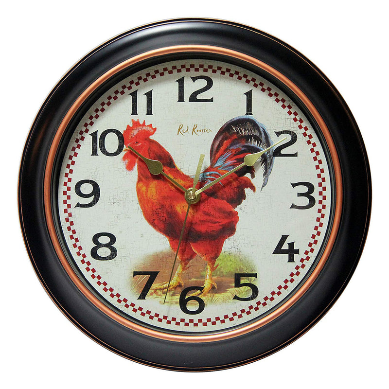 Infinity Instruments 12-Inch Red Rooster Smooth Wall Clock (Open Box)