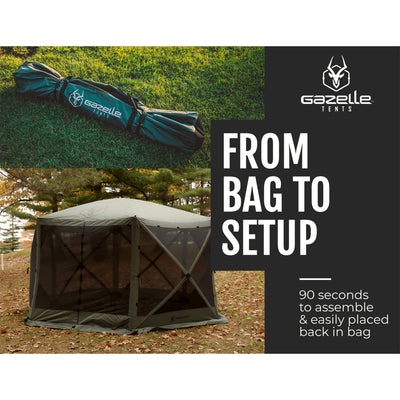 Gazelle Pop Up 8 Person Camping Gazebo Day Tent w/ Mesh Windows (Open Box) - VMInnovations