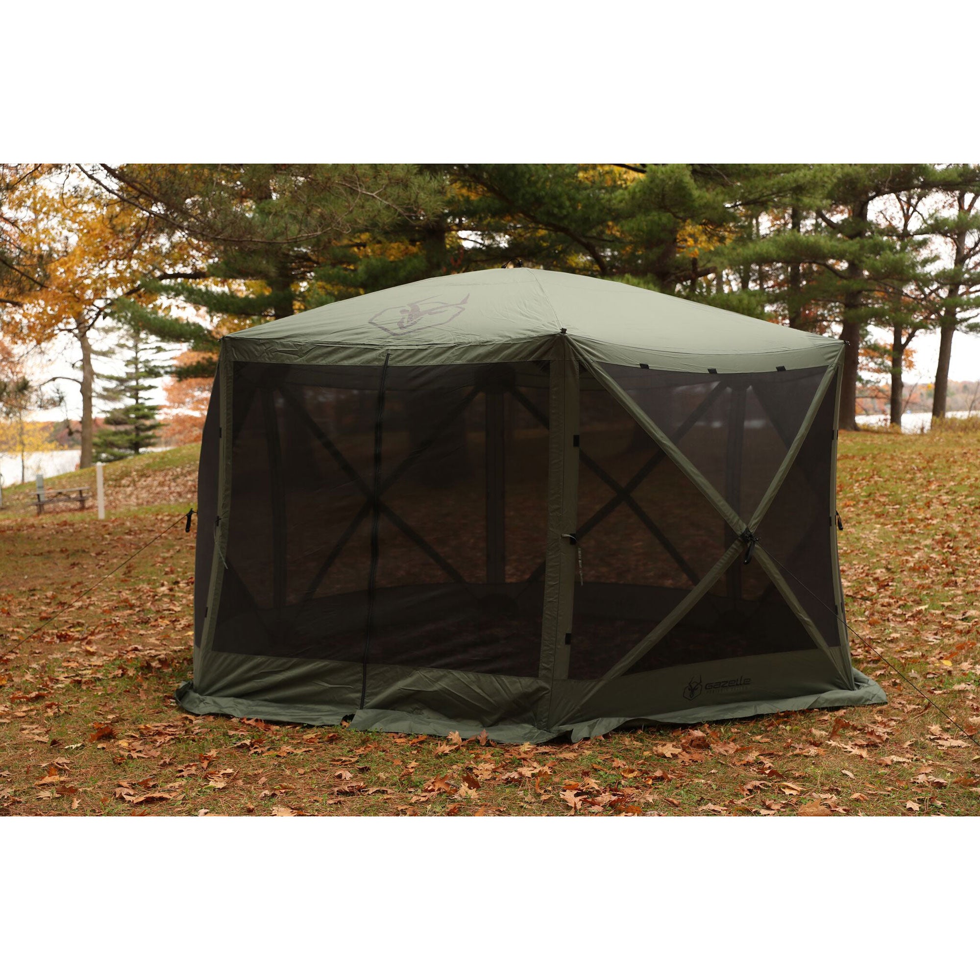 Gazelle GG601GR Pop Up Portable 8 Person Camping Gazebo Day Tent w/ Mesh Windows - VMInnovations