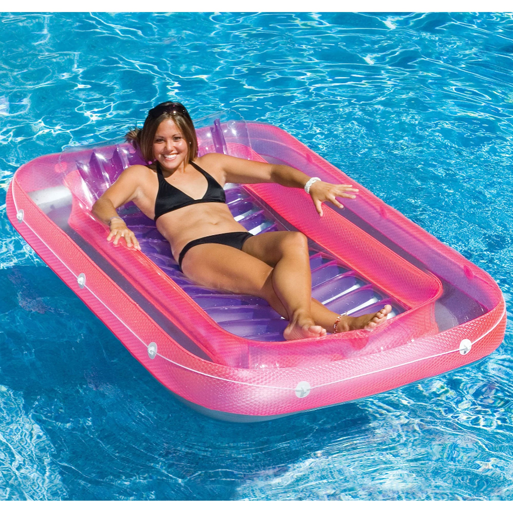 Swimline Inflatable Suntan Lounge Water Raft and UFO Swimming Pool Chair Float