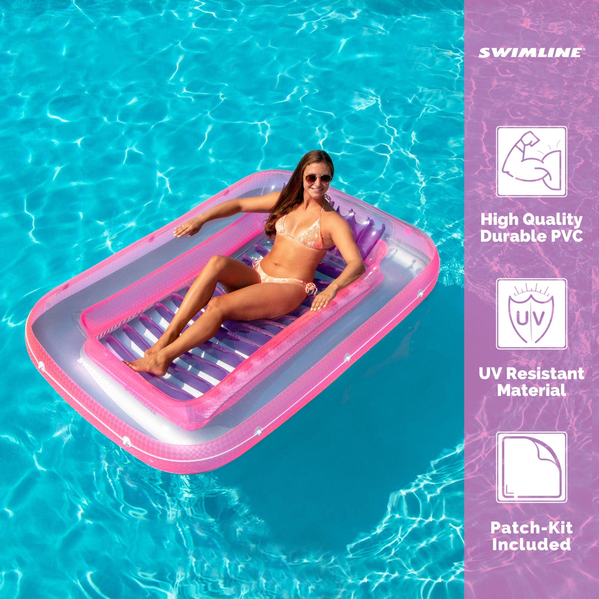 Swimline Inflatable Suntan Lounge Water Raft and UFO Swimming Pool Chair Float