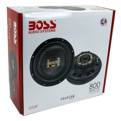 2) BOSS D10F 10" 1600W Shallow Slim Car Audio Subwoofers Power Subs Woofers Flat
