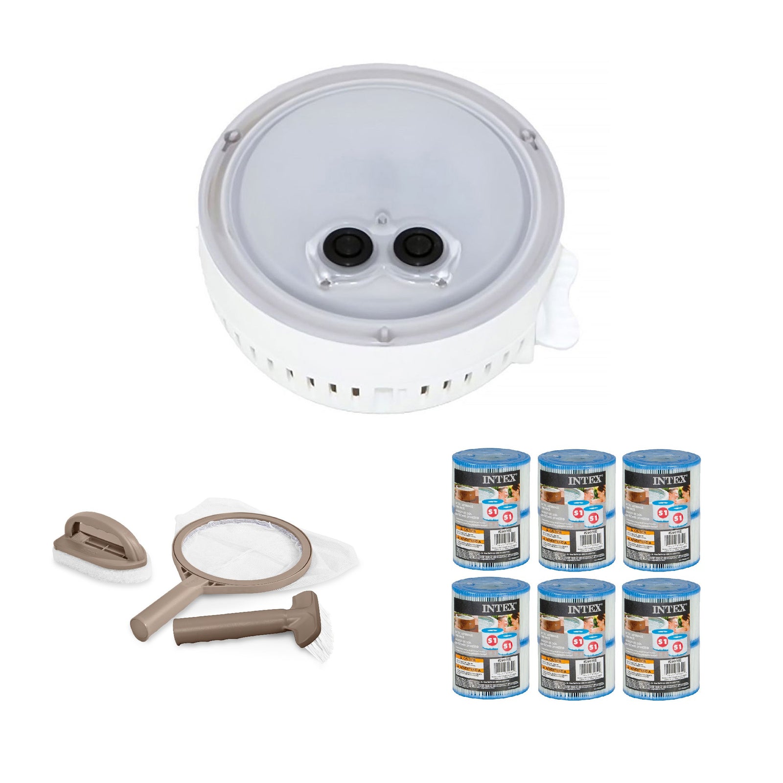Intex Multi-Colored Spa Light, cleaning Kit & Type S1 Filter Cartridges (6 Pack) - VMInnovations