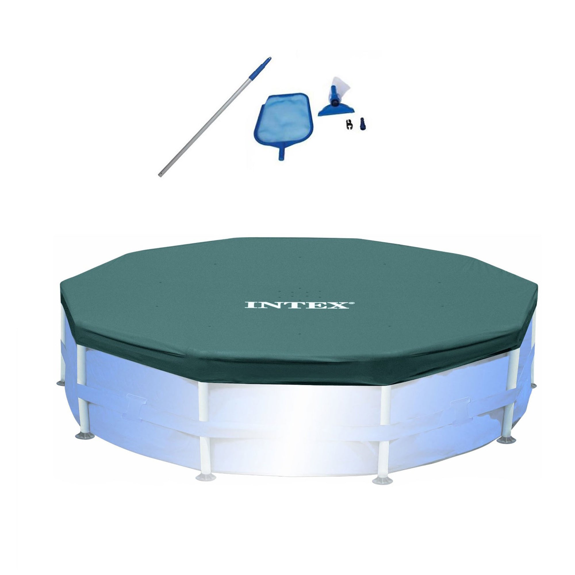 Intex Cleaning Maintenance Swimming Pool Kit & 15' Above Ground Pool Cover