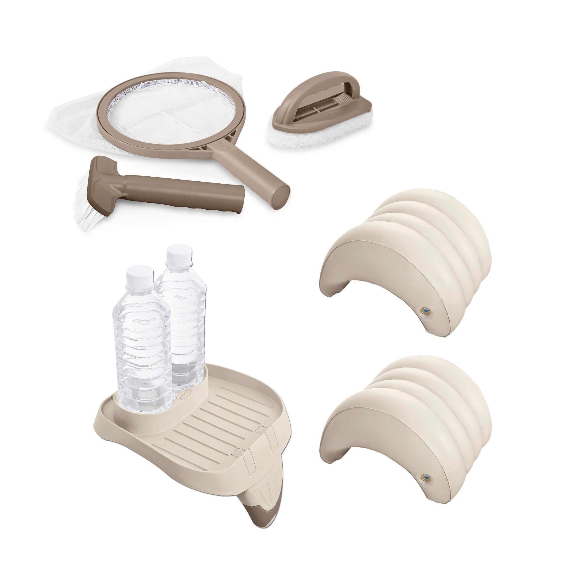 Intex PureSpa Maintenance Kit, Cup Holder & Tray with Headrest Pillows, (2 Pack)