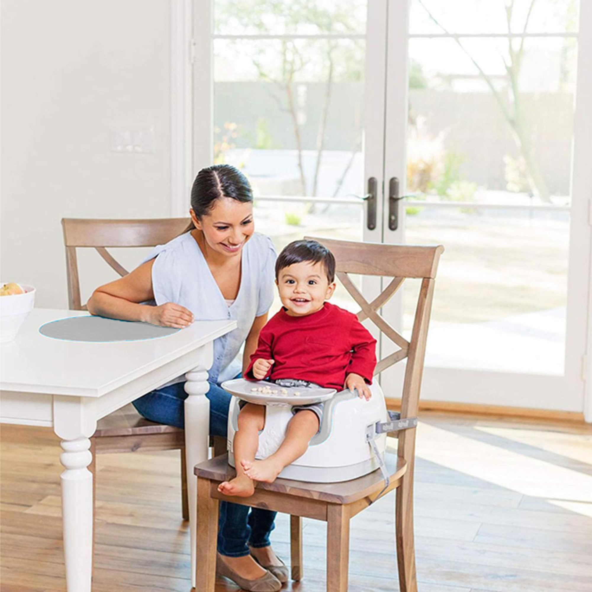 Bumbo Baby Toddler Adjustable 3-in-1 Booster Seat/High Chair & Tray, Cool Gray - VMInnovations