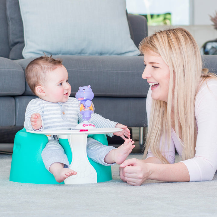 Bumbo Infant Floor Seat Baby Sit Up Chair with Adjustable Safety Harness, Aqua