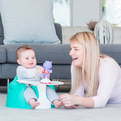 Bumbo Baby Infant Portable Foam Floor Seat with Play Top Tray Attachment, Aqua - VMInnovations