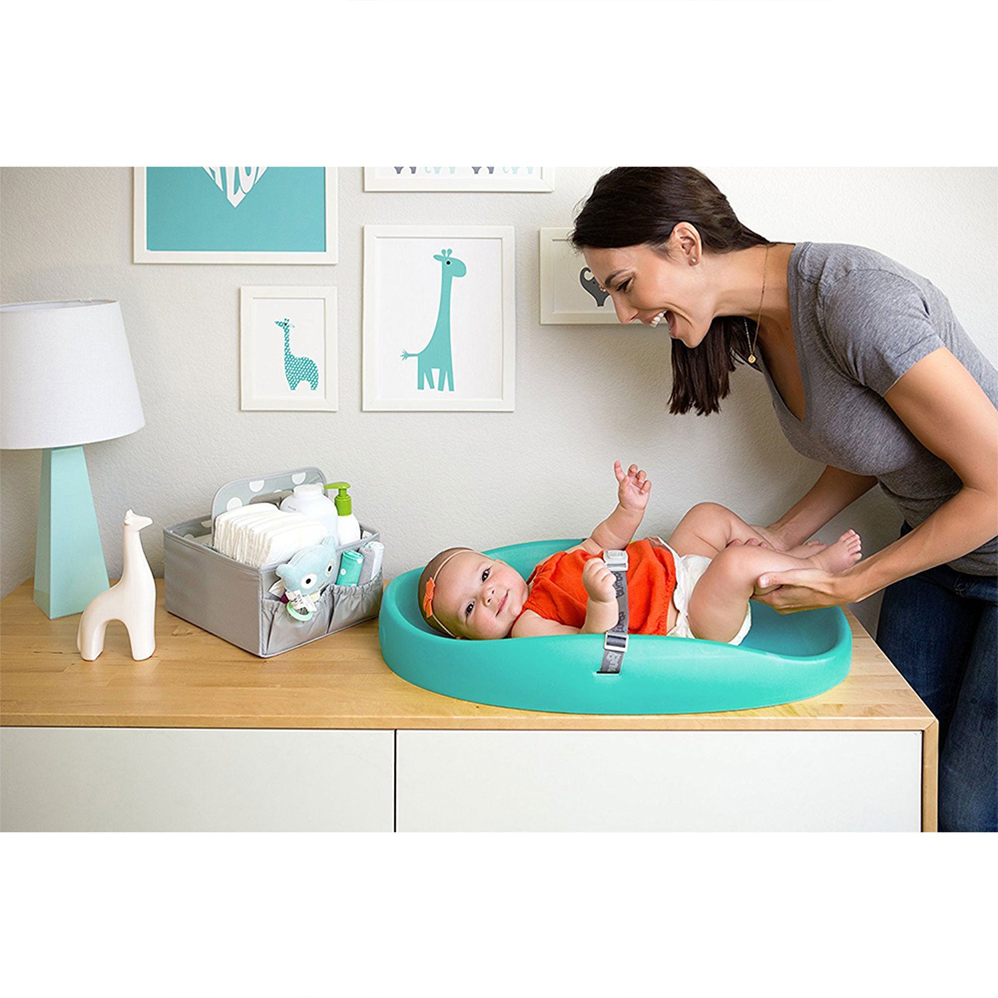 Bumbo Baby Infant Soft Foam Comfortable Changing Pad with Restrain Belt, Aqua - VMInnovations
