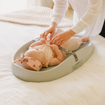Bumbo Diaper Changing Pad, Baby Changing Mat with Safety Belt, Gray (Open Box)
