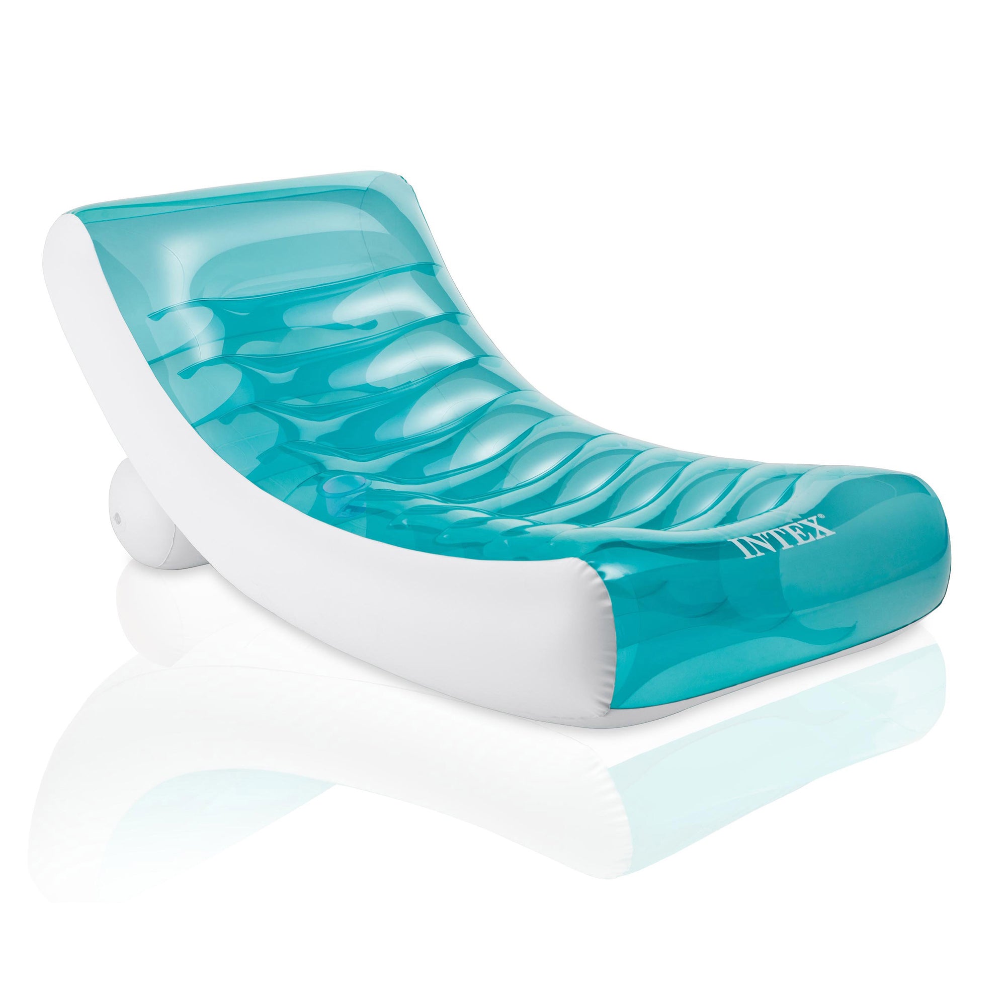 Inflatable Lounge Pool Floating Raft Bundled w/ 18-Pocket French Mattress Float