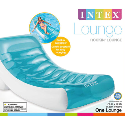Inflatable Lounge Pool Floating Raft Bundled w/ 18-Pocket French Mattress Float