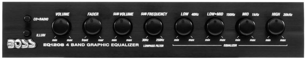 NEW BOSS EQ1208 4-Band Preamp Car Audio Equalizer w/ Subwoofer Sub Output EQ Out - VMInnovations