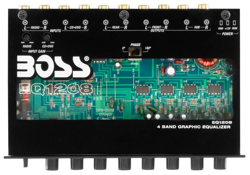 NEW BOSS EQ1208 4-Band Preamp Car Audio Equalizer w/ Subwoofer Sub Output EQ Out