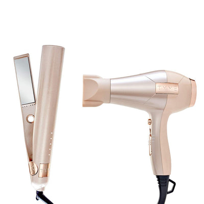 TYME Iron Pro 2-in-1 Hair Curler and Straightener with TYME Blowtyme Hair Dryer