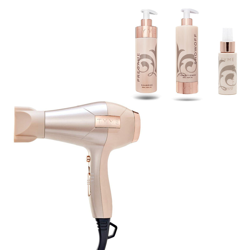 TYME Blowtyme Blow Dryer w/ Repair & Shine Hair Spray and Shampoo & Conditioner