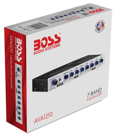 BOSS Audio 7-Band Car Stereo Equalizer Preamp Amplifier EQ w/ LED | AVA1210