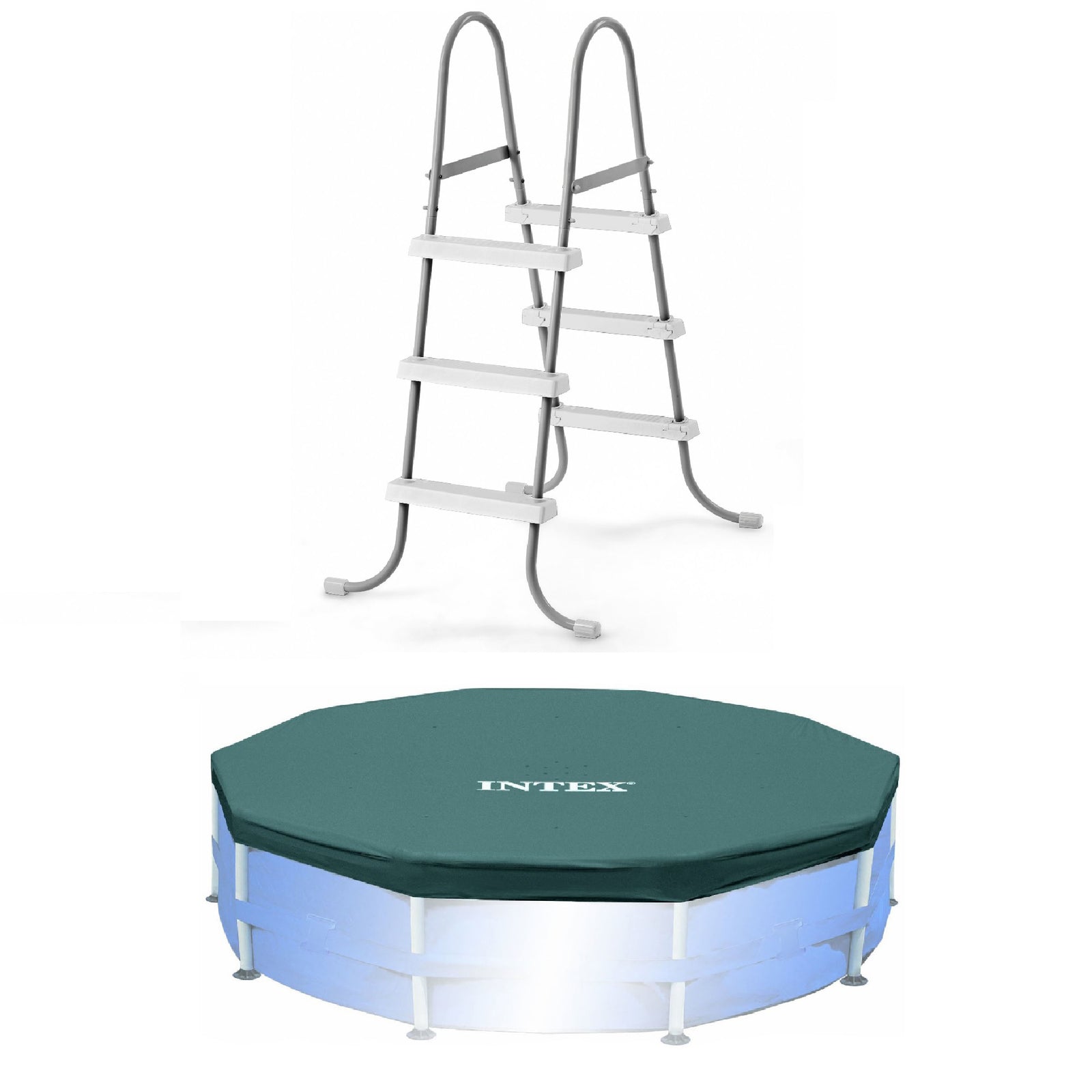 Intex Steel Frame Pool Ladder for 42' Wall Height & 15' Round Pool Debris Cover - VMInnovations