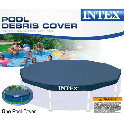 Intex Steel Frame Pool Ladder for 42' Wall Height & 15' Round Pool Debris Cover - VMInnovations