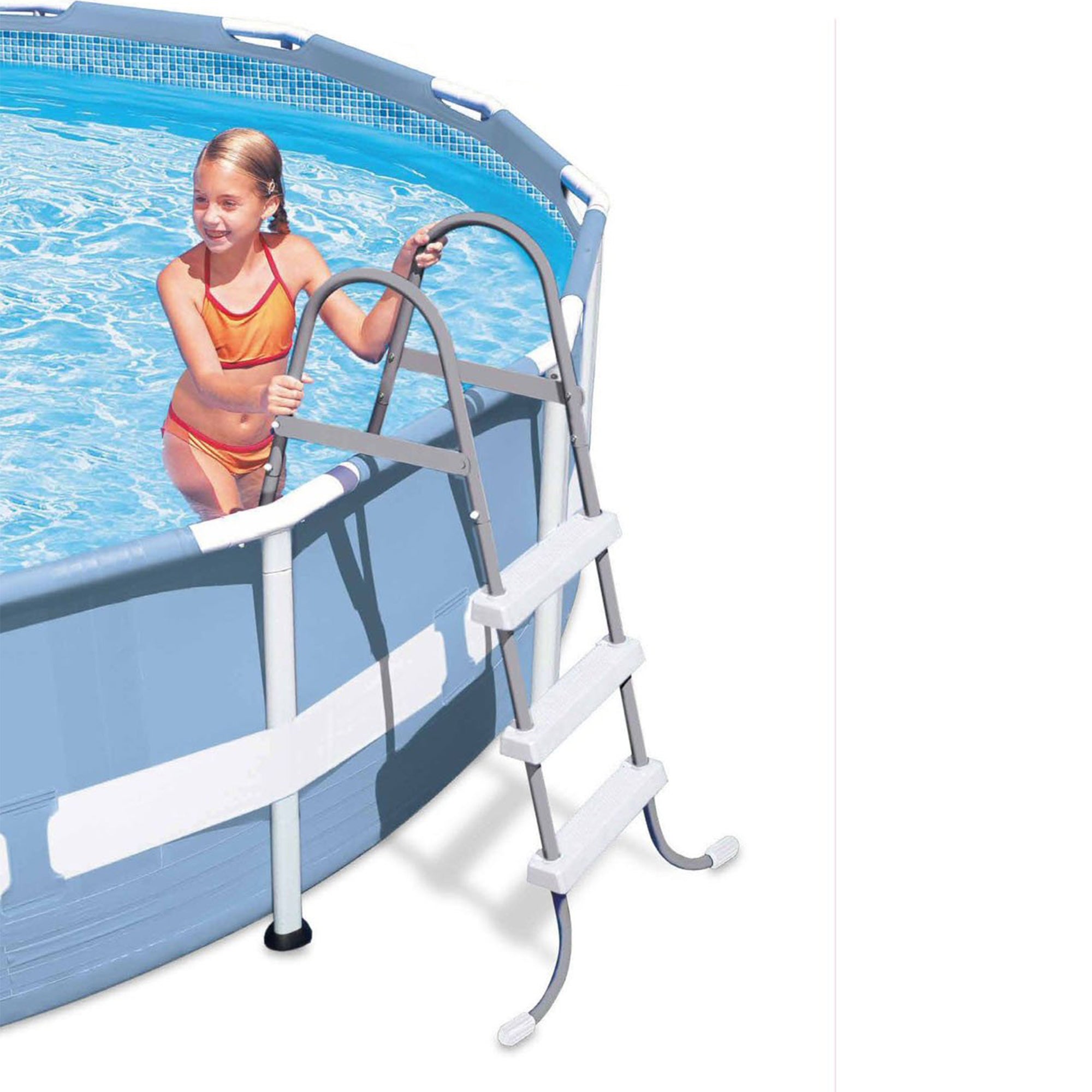 Intex Steel Frame Pool Ladder for 42' Wall Height & 15' Round Pool Debris Cover - VMInnovations