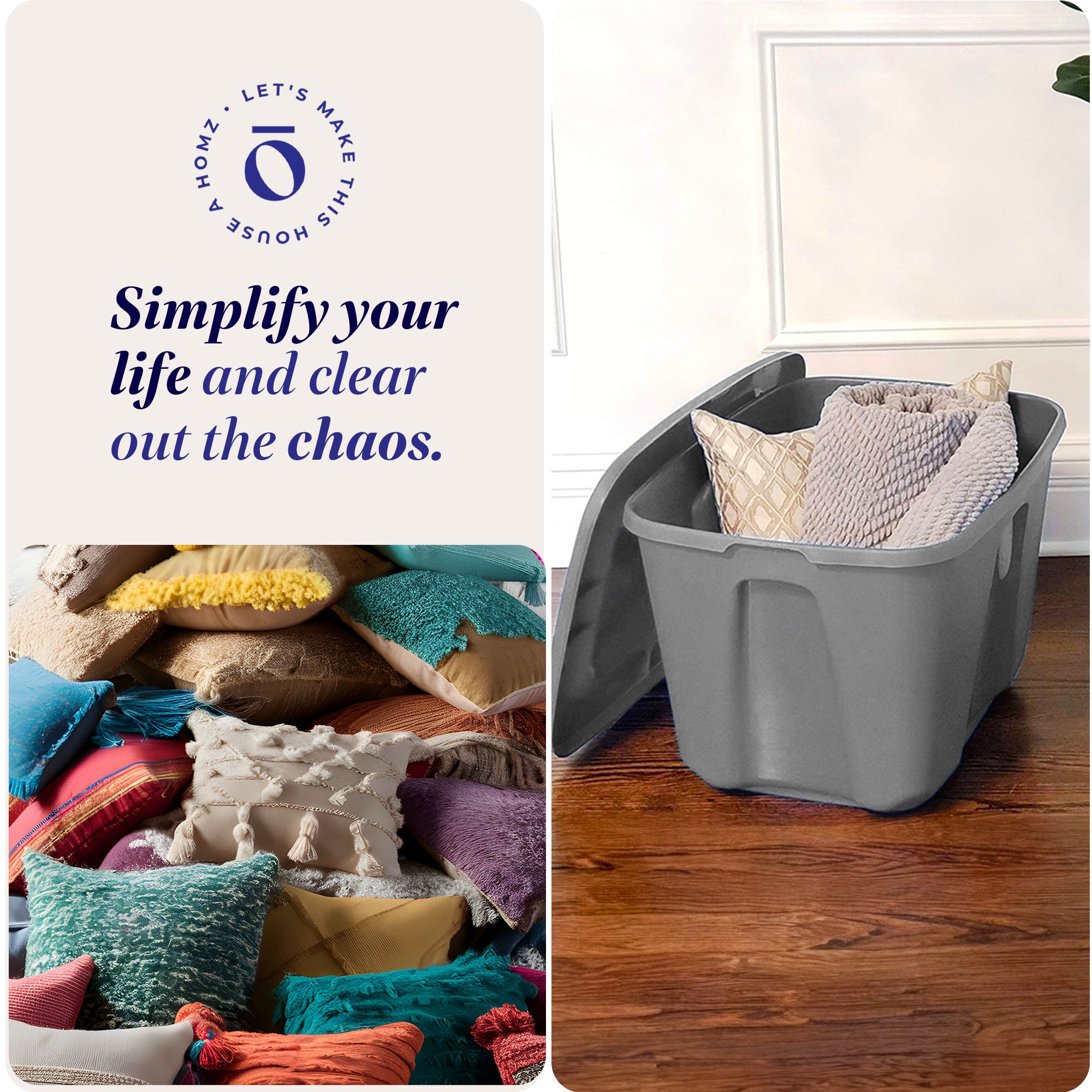 Homz 18-Gallon Stackable Plastic Storage Tote Box Container with Snap-On Lid (Used)