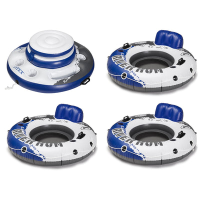 Pool Inflatable Floating Cooler Bundled w/ Inflatable Floating Tube (3 Pack)