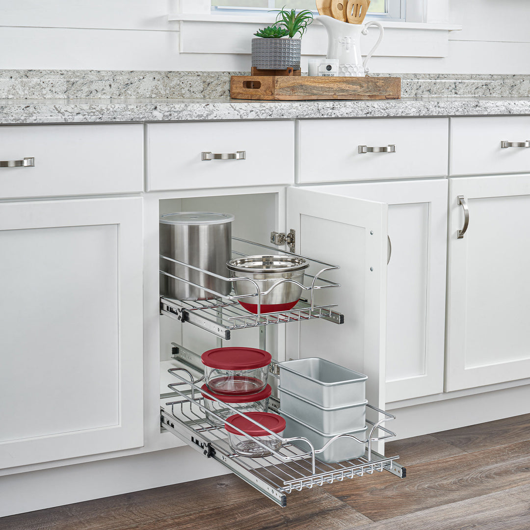 Rev-A-Shelf Kitchen Cabinet Pullout Shelf Organizer, 12 x 22 In, 5WB2-1222CR-1