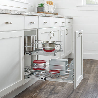 Rev-A-Shelf 5WB2-1522CR-1 15"x22" 2-Tier Pull Out Wire Basket, Chrome (Open Box)